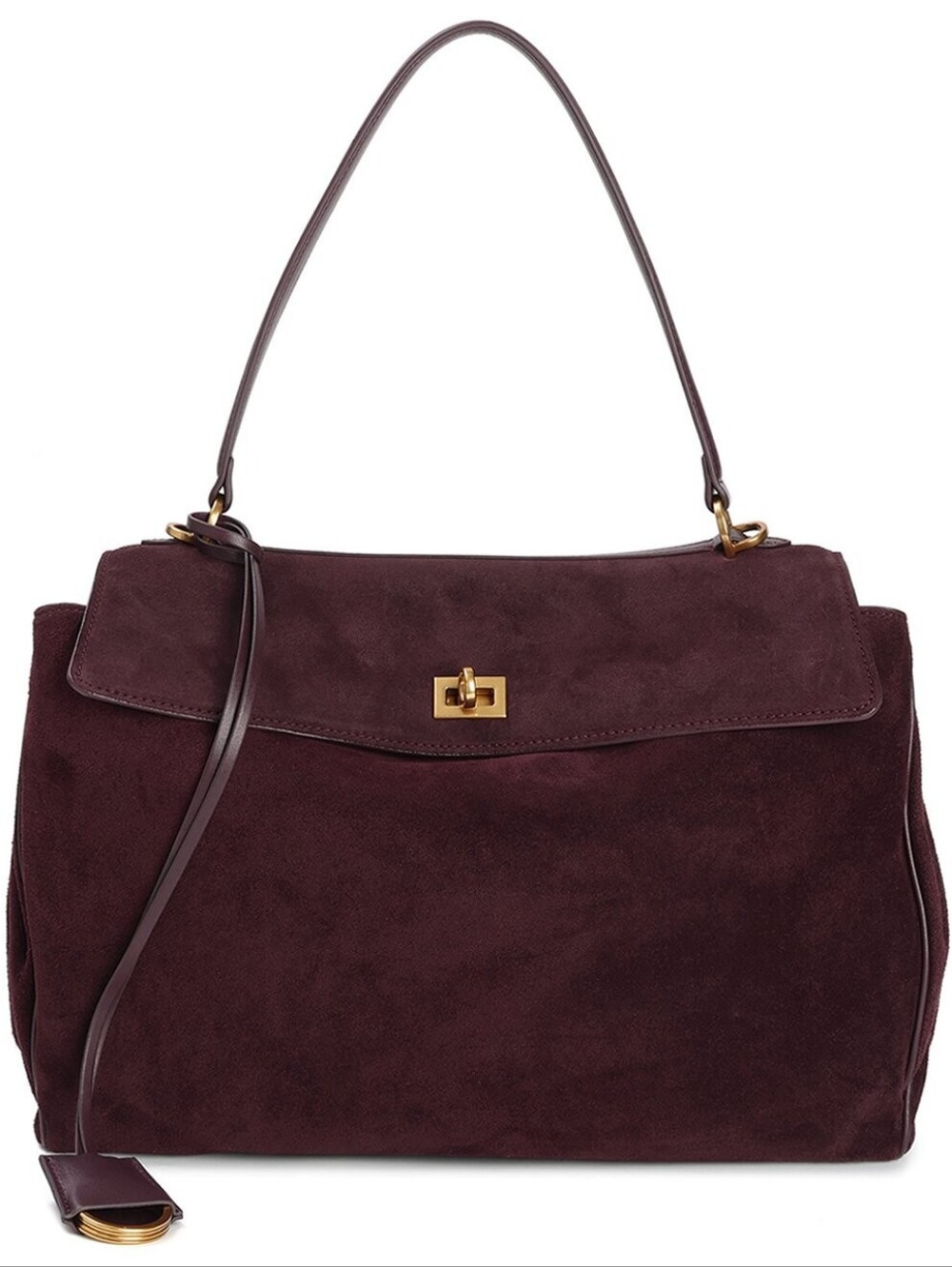 Tiffany & Fred Paris Suede Top Handle Tote Handbah Burgundy NWT